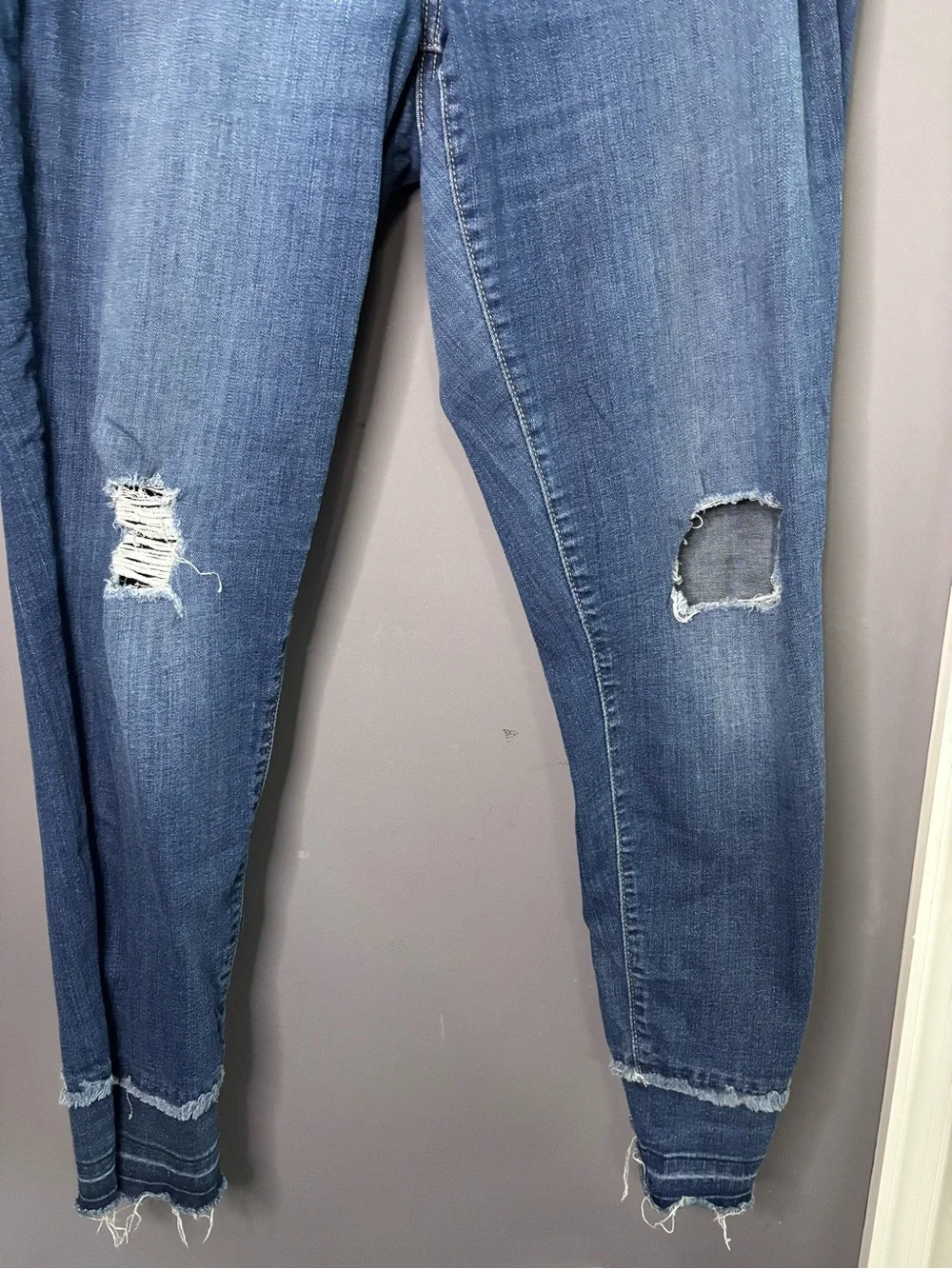 Lane Bryant Distressed Skinny Jeans Raw Fringe Hem 18R